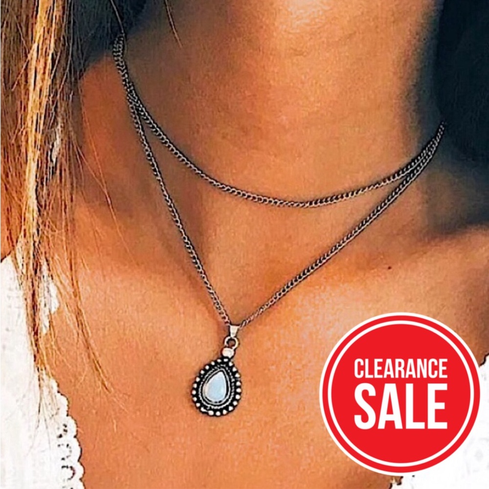 🔴𝟭𝟬/$𝟮𝟱🔴NEW 2 Layered Opal Simple Necklace - Picture 1 of 12